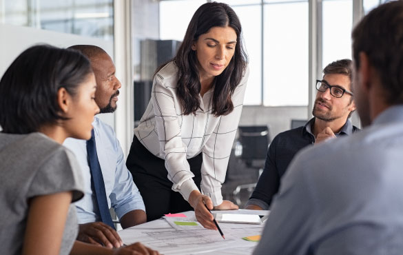 A diverse group of coworkers in a meeting